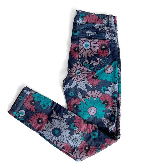 Modcloth Floral Skinny Jeans, ankle length, small - Picture 1 of 14